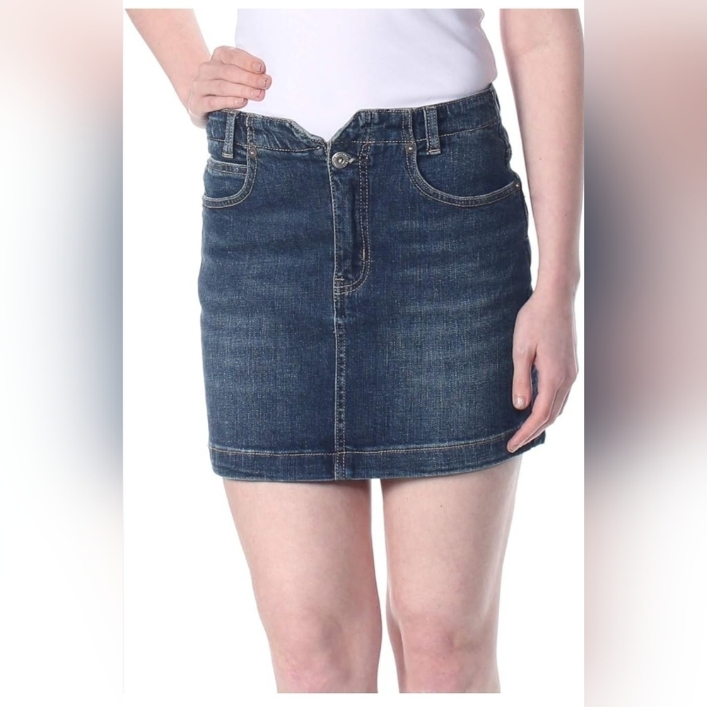 Free People We The Free Blue Denim Mini Skirt Size 28